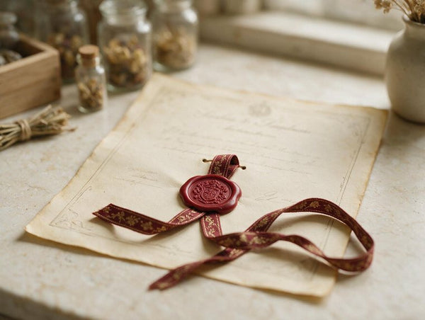 A certification document with a wax seal