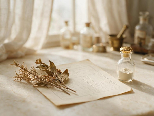 An ingredient specification sheet with dried botanicals