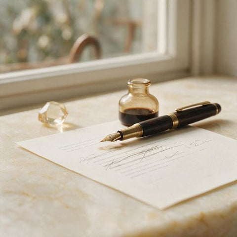 A pen editing a printed page of text