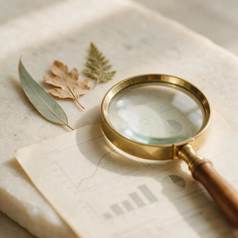 A magnifying glass over a printed research page